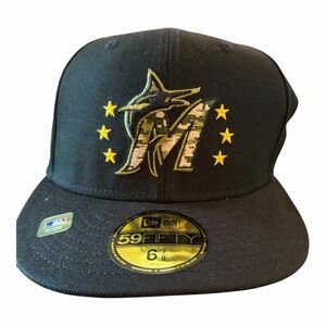 Miami Marlins New Era 2024 Armed Forces Day On-Field 59FIFTY Cap CD4 Black 6 7/8